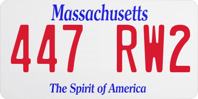 MA license plate 447RW2