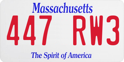 MA license plate 447RW3