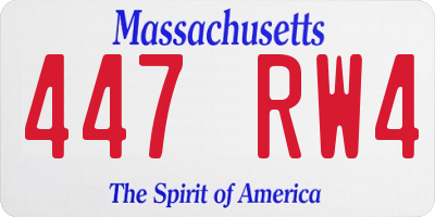 MA license plate 447RW4