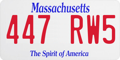 MA license plate 447RW5