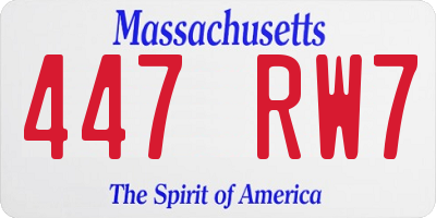 MA license plate 447RW7