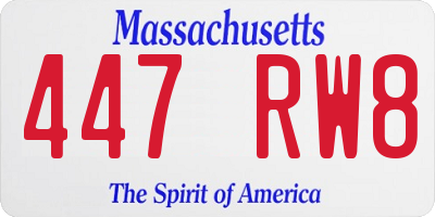MA license plate 447RW8