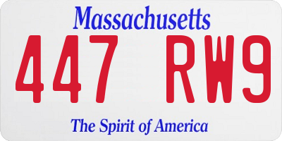 MA license plate 447RW9