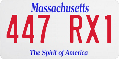 MA license plate 447RX1
