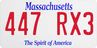MA license plate 447RX3