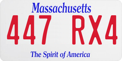MA license plate 447RX4