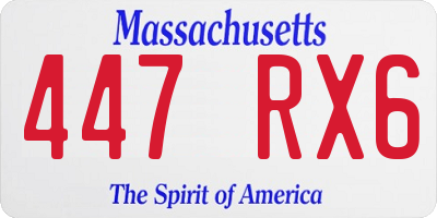 MA license plate 447RX6