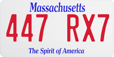 MA license plate 447RX7