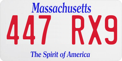 MA license plate 447RX9