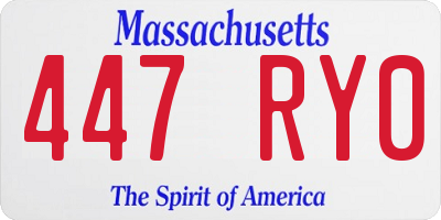 MA license plate 447RY0