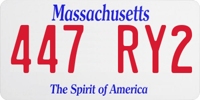 MA license plate 447RY2