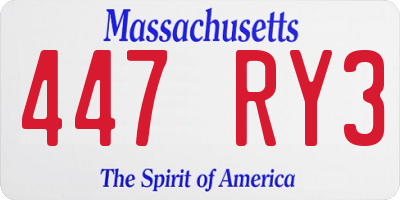 MA license plate 447RY3