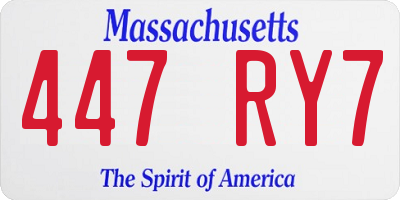 MA license plate 447RY7