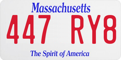 MA license plate 447RY8