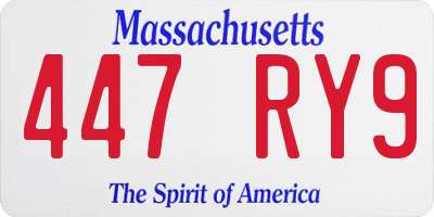 MA license plate 447RY9