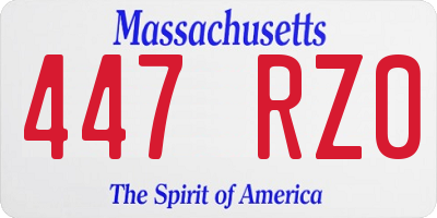 MA license plate 447RZ0