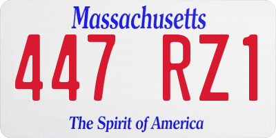 MA license plate 447RZ1