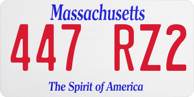 MA license plate 447RZ2