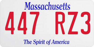 MA license plate 447RZ3