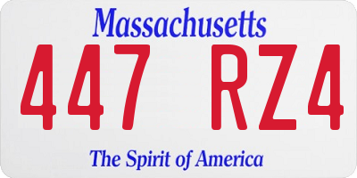 MA license plate 447RZ4