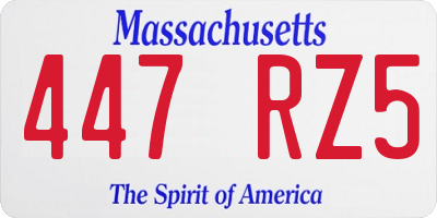 MA license plate 447RZ5