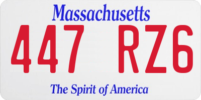 MA license plate 447RZ6