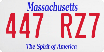 MA license plate 447RZ7