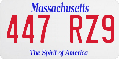 MA license plate 447RZ9