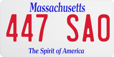 MA license plate 447SA0