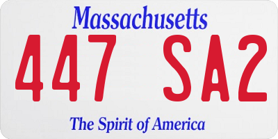MA license plate 447SA2