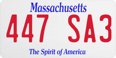 MA license plate 447SA3