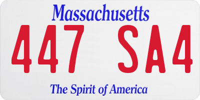 MA license plate 447SA4