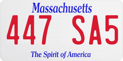 MA license plate 447SA5