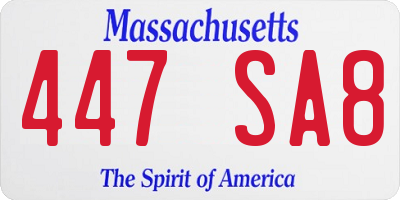 MA license plate 447SA8