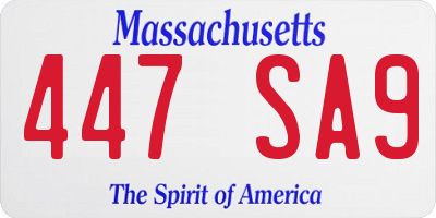 MA license plate 447SA9