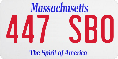 MA license plate 447SB0