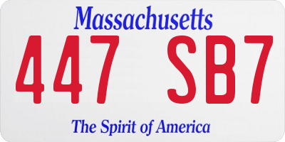 MA license plate 447SB7