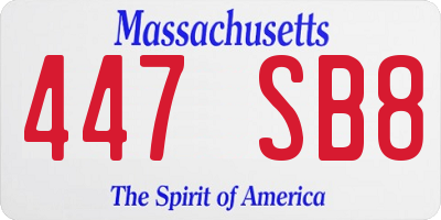 MA license plate 447SB8