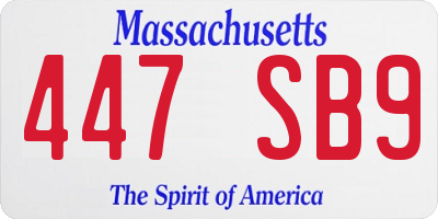 MA license plate 447SB9