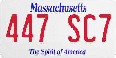 MA license plate 447SC7