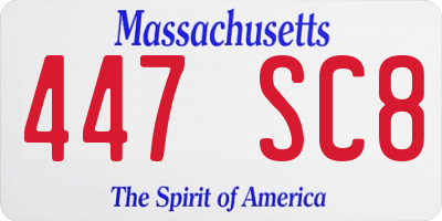 MA license plate 447SC8