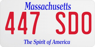 MA license plate 447SD0