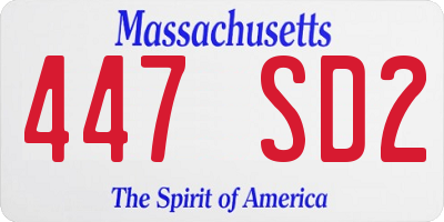 MA license plate 447SD2