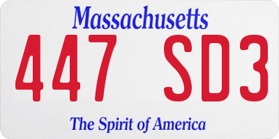 MA license plate 447SD3