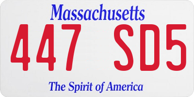 MA license plate 447SD5