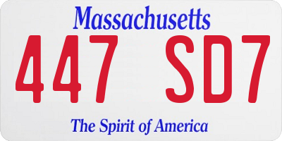 MA license plate 447SD7