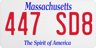 MA license plate 447SD8