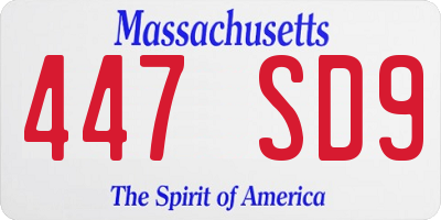 MA license plate 447SD9