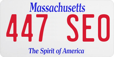 MA license plate 447SE0