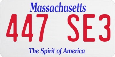 MA license plate 447SE3